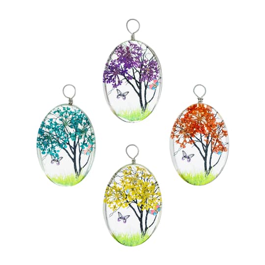 John Bead 25mm x 35mm Dried Flower Assorted Pendants